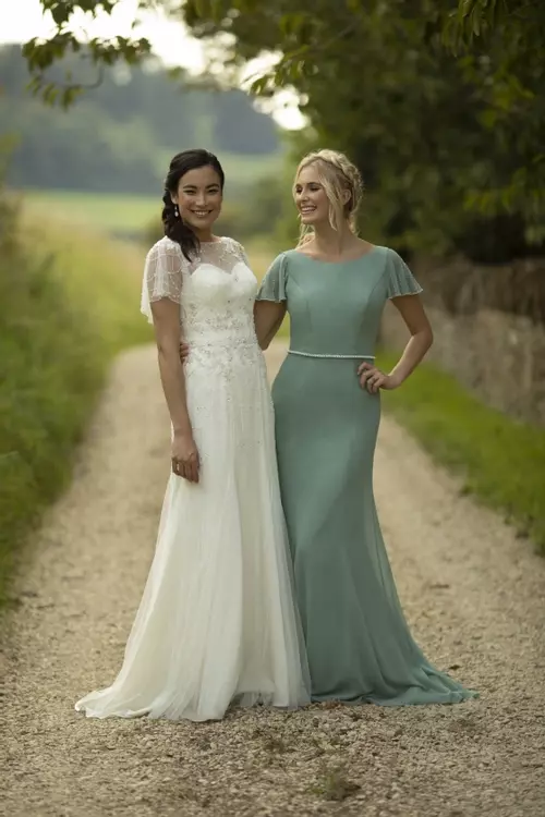 Fern green bridesmaid dresses cheap